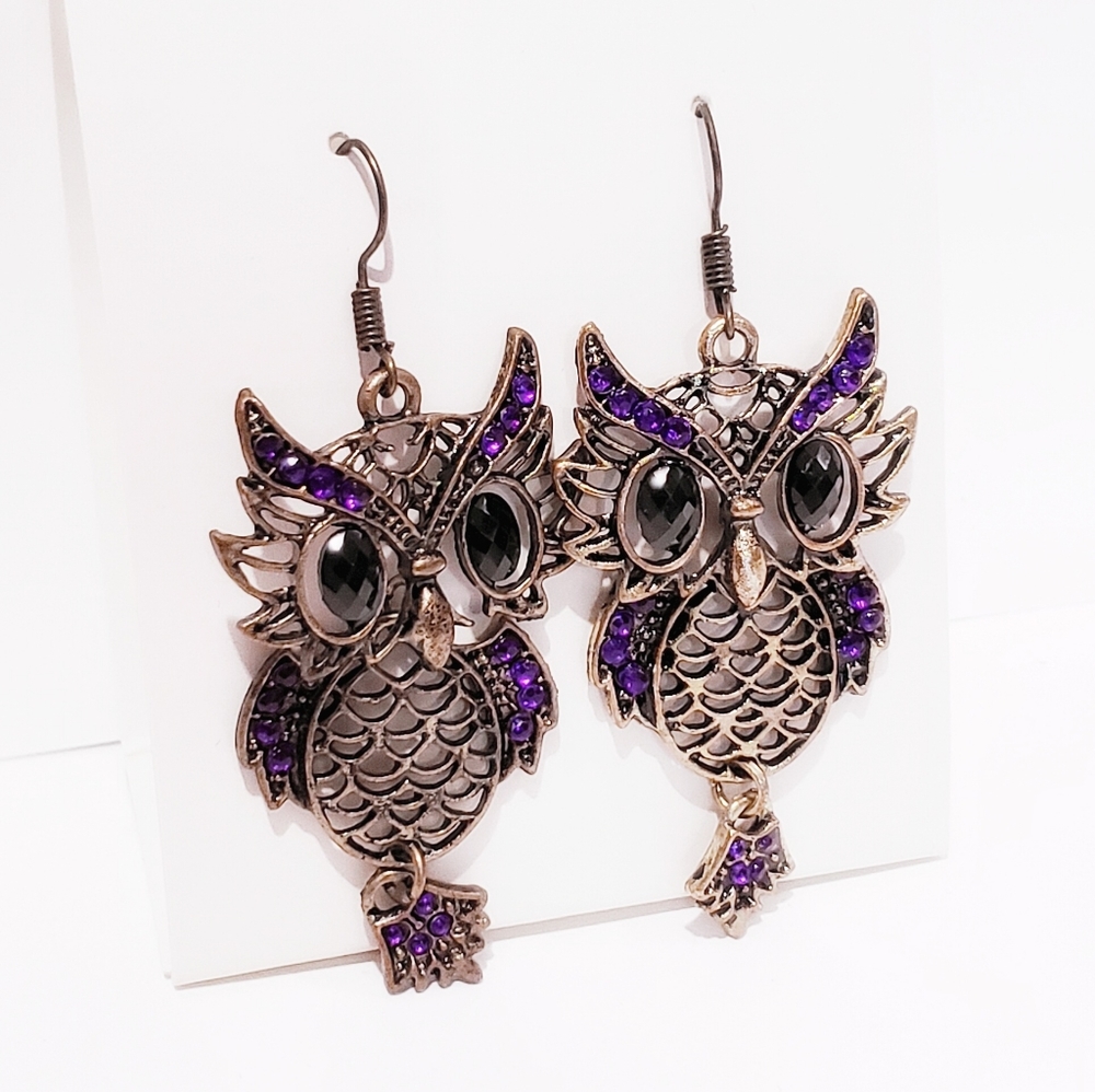 N. Bronze Owl French Hook Earrings